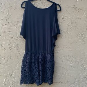 Boston Proper Cold Shoulder Lace Romper - Black